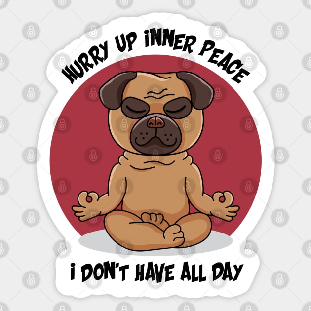 Funny Yoga Pug Dog Sticker by mounier